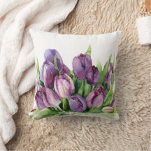 Paarse Tulpen Bloemen Waterverf Patroon