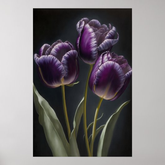 Paarse Tulpen Bloemenkunst Print Poster (Voorkant)