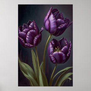 Paarse Tulpen Bloemenkunst Print Poster