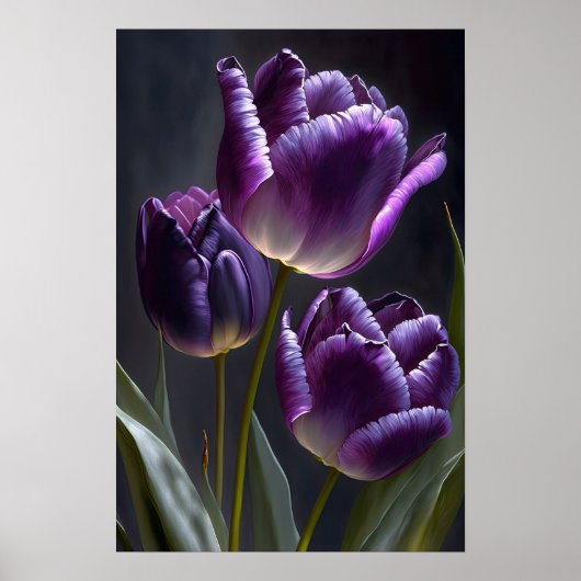 Paarse Tulpen Bloemenkunst Print Poster (Voorkant)