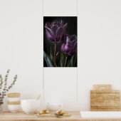 Paarse Tulpen Bloemenkunst Print Poster (Keuken)