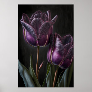 Paarse Tulpen Bloemenkunst Print Poster