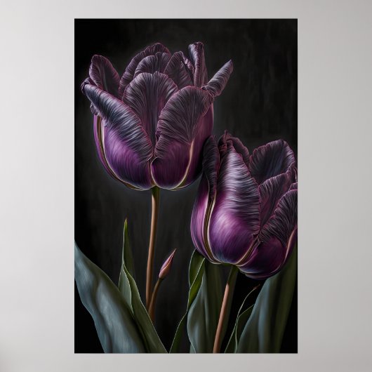 Paarse Tulpen Bloemenkunst Print Poster (Voorkant)