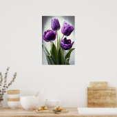Paarse Tulpen Bloemenkunst Print Poster (Keuken)