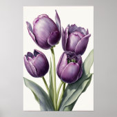 Paarse Tulpen Bloemenkunst Print Poster (Voorkant)