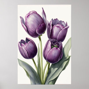 Paarse Tulpen Bloemenkunst Print Poster