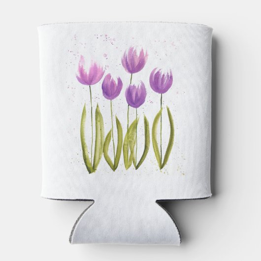 Paarse Tulpen bloemenlente rustieke bruiloften Blikjeskoeler (Achterkant)