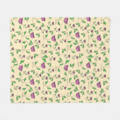 Paarse tulpen bloempatroon fleece deken (Voorkant (Horizontaal))