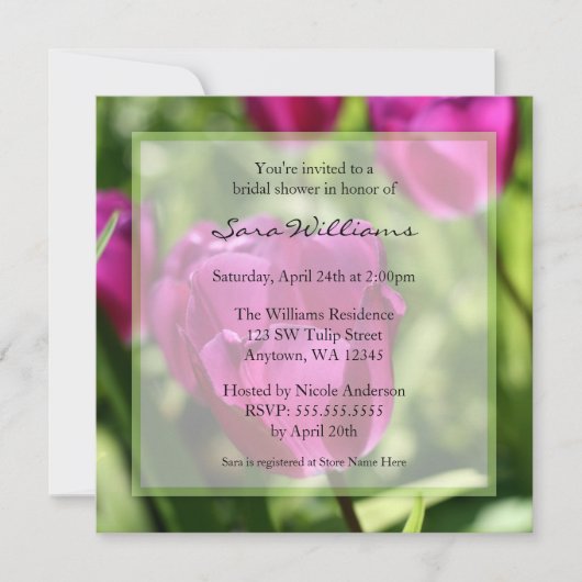 Paarse Tulpen Bridal Shower-uitvindingen Kaart (Voorkant)