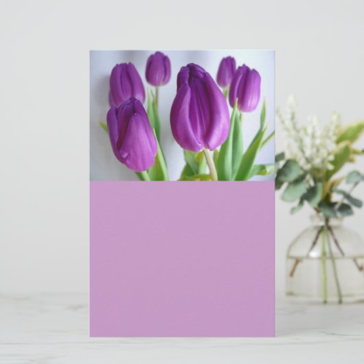 Paarse Tulpen Briefpapier (Staand voorkant)