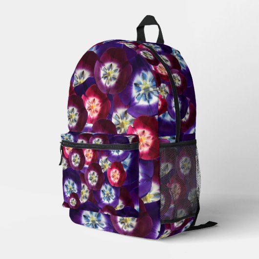 Paarse tulpen cadeaudoos bedrukte rugzak (Achterkant Hoek Rechts)