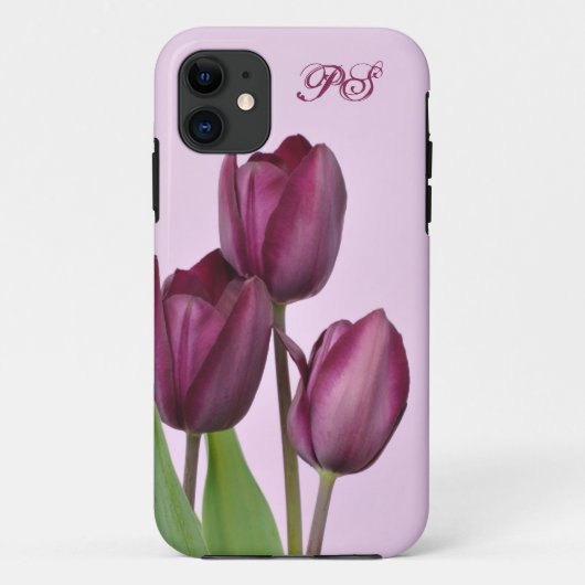 Paarse tulpen Case-Mate iPhone case (Achterkant)