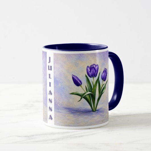 Paarse Tulpen Combinatie Mok (Voorkant rechts)