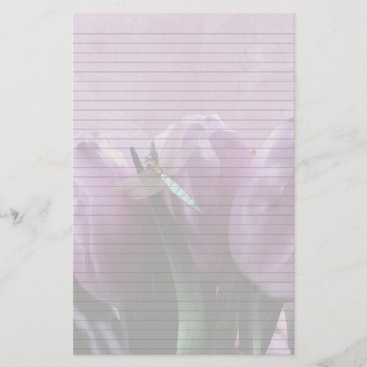 Paarse Tulpen Dragonfly Optioneel gevoerd notitiep Briefpapier (Voorkant)