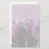 Paarse Tulpen Dragonfly Optioneel gevoerd notitiep Briefpapier (Voorkant / Achterkant)