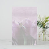Paarse Tulpen Dragonfly Optioneel gevoerd notitiep Briefpapier (Staand voorkant)