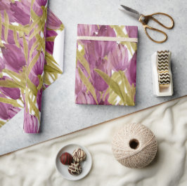 Paarse Tulpen Elegant Waterverf Cadeaupapier