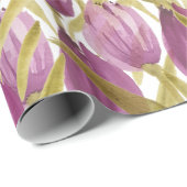 Paarse Tulpen Elegant Waterverf Cadeaupapier (Rol Hoek)