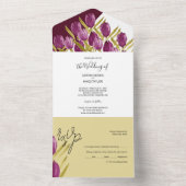 Paarse Tulpen Elegant Waterverf handbeschilderd All In One Uitnodiging (Binnen)