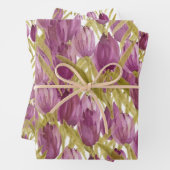 Paarse Tulpen Elegant Waterverf Inpakpapier Vel (In situ)