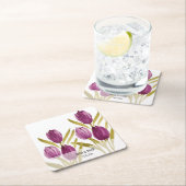Paarse Tulpen Elegant Waterverf Kartonnen Onderzetters (Insitu)
