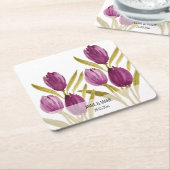 Paarse Tulpen Elegant Waterverf Kartonnen Onderzetters (Schuin)