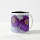 Paarse tulpen en aangepaste tekst Two-Tone koffiem Tweekleurige Koffiemok (Voorkant rechts)
