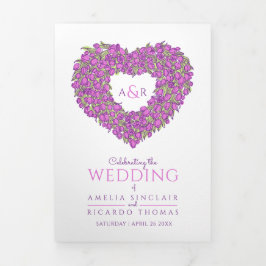 Paarse tulpen hartartikel toewijding bruiloft drieluik programma