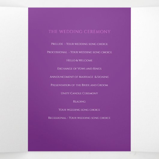 Paarse tulpen hartartikel toewijding bruiloft drieluik programma (Binnenkant midden)