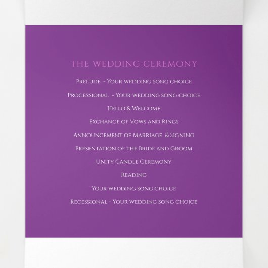 Paarse tulpen hartartikel toewijding bruiloft T Drieluik Programma (Binnenkant midden)