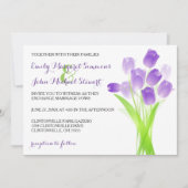 Paarse Tulpen - Huwelijksuitnodiging Kaart (Voorkant)