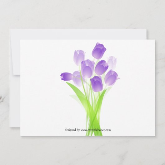Paarse Tulpen - Huwelijksuitnodiging Kaart (Achterkant)