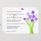 Paarse Tulpen - Huwelijksuitnodiging Kaart (Voorkant / Achterkant)