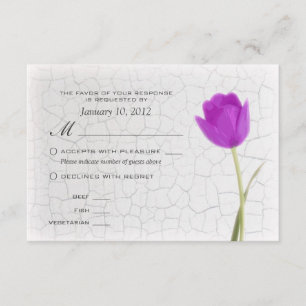 Paarse Tulpen kraakverf RSVP met maaltijdopties Kaartje