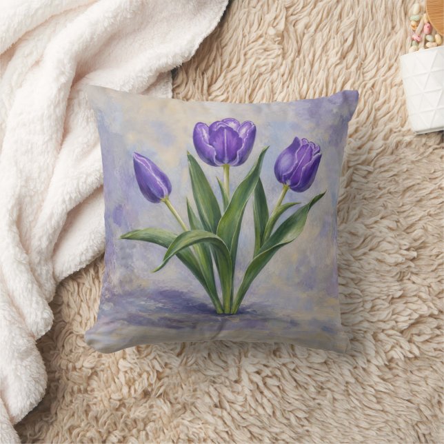 Paarse Tulpen Kussen (Deken)