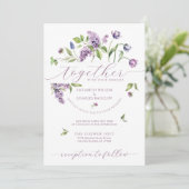 Paarse Tulpen & Lente Bloemen Bruiloft Uitnodiging (Staand voorkant)