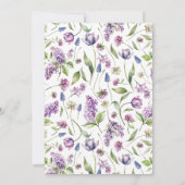 Paarse Tulpen & Lente Bloemen Bruiloft Uitnodiging (Achterkant)