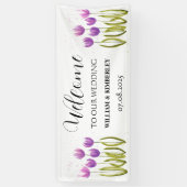 Paarse tulpen lente bloemenrustieke elegante bruil spandoek (Verticaal)