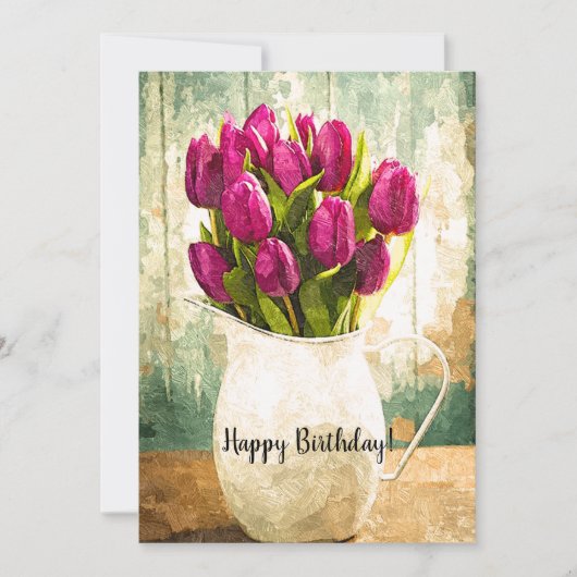 Paarse Tulpen, lente Bouquet Birthday Art (Voorkant)