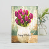 Paarse Tulpen, lente Bouquet Birthday Art (Staand voorkant)
