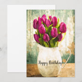 Paarse Tulpen, lente Bouquet Birthday Art (Voorkant / Achterkant)