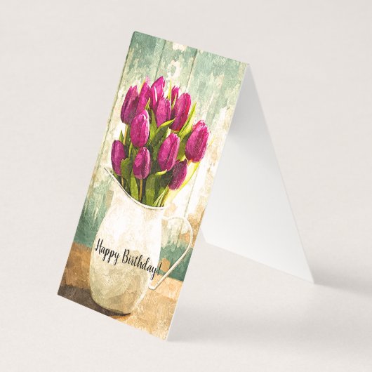 Paarse Tulpen, lente Bouquet Birthday Art Kaart (Voorkant)