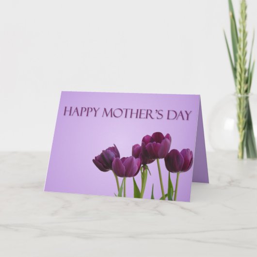Paarse tulpen Moederdag Kaart (Voorkant)