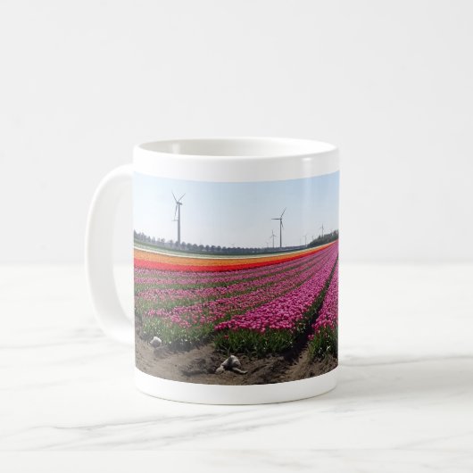 Paarse Tulpen Mok van panoramische koffie (Voorkant links)