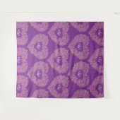 Paarse tulpen monogram huwelijksachtergrond wandkleed (Voorkant (horizontaal))