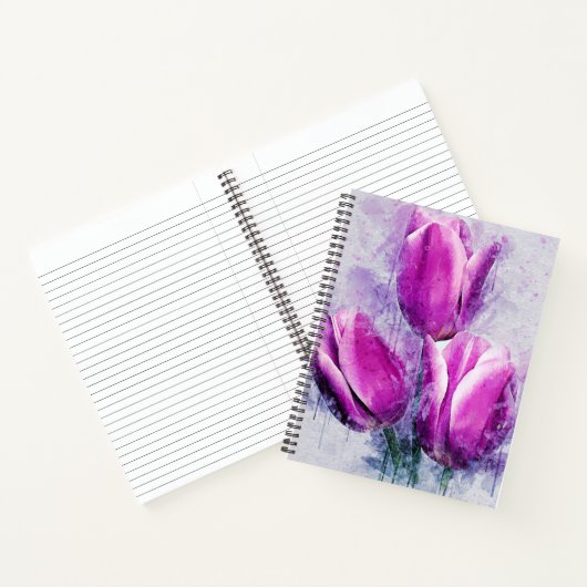 Paarse Tulpen Notitieboek (Binnen)