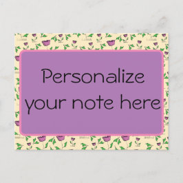 Paarse tulpen op gele achtergrond briefkaart