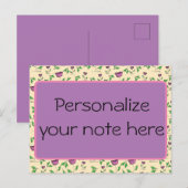 Paarse tulpen op gele achtergrond briefkaart (Voorkant / Achterkant)