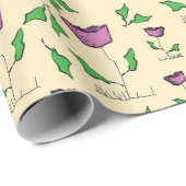 Paarse tulpen op gele achtergrond cadeaupapier (Rol Hoek)