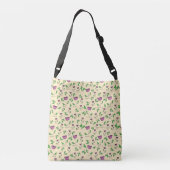 Paarse tulpen op gele achtergrond crossbody tas (Achterkant)